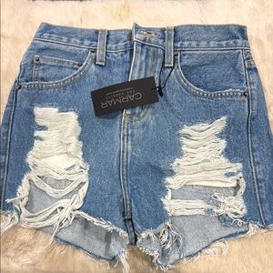 Carmar Blue Distressed Denim Shorts